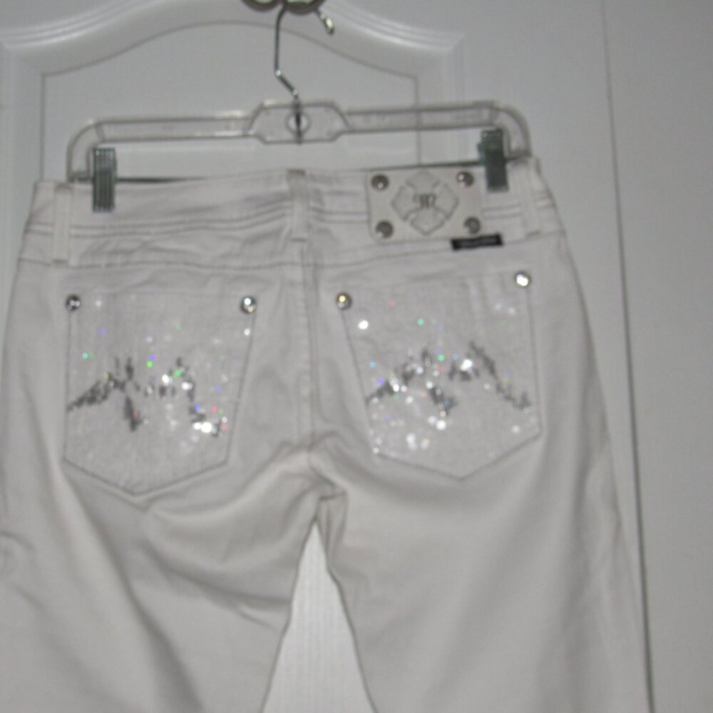 MISS ME Skinny White Sequin Pocket Jeans Size 28 (Inseam: 33”) - Picture 5 of 9